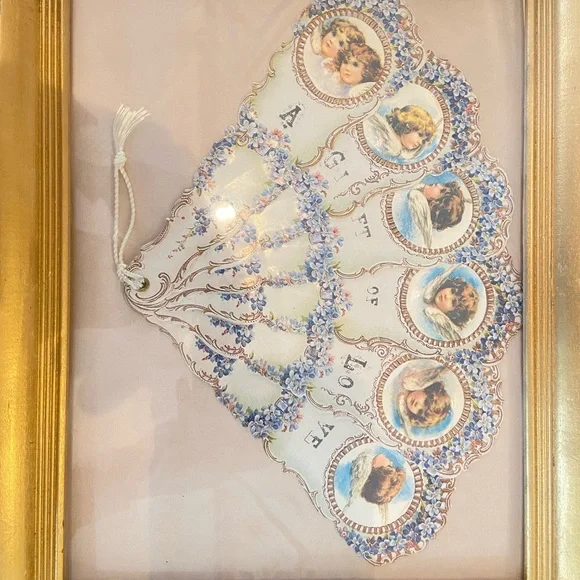 Antique Victorian Die-Cut Valentine “A Gift of Love” – Framed (11 x 14)